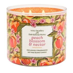 BBW × Vera Bradley Peach Blossom & Nectar 3-Wick Candle Limited Edition